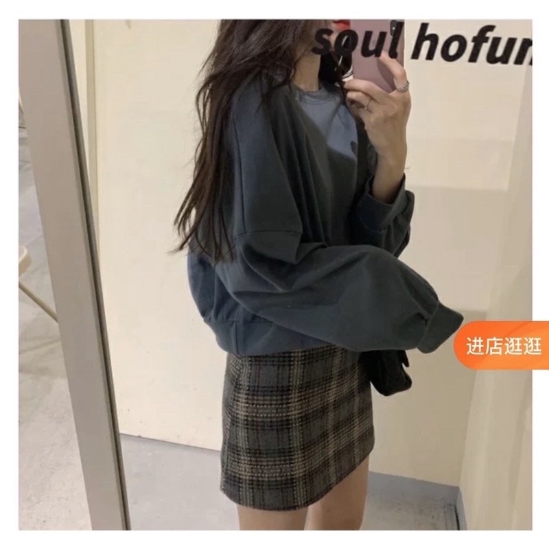 Áo croptop nữ, Áo nỉ sweater dài tay nữ form rộng chất da cá ulzzang