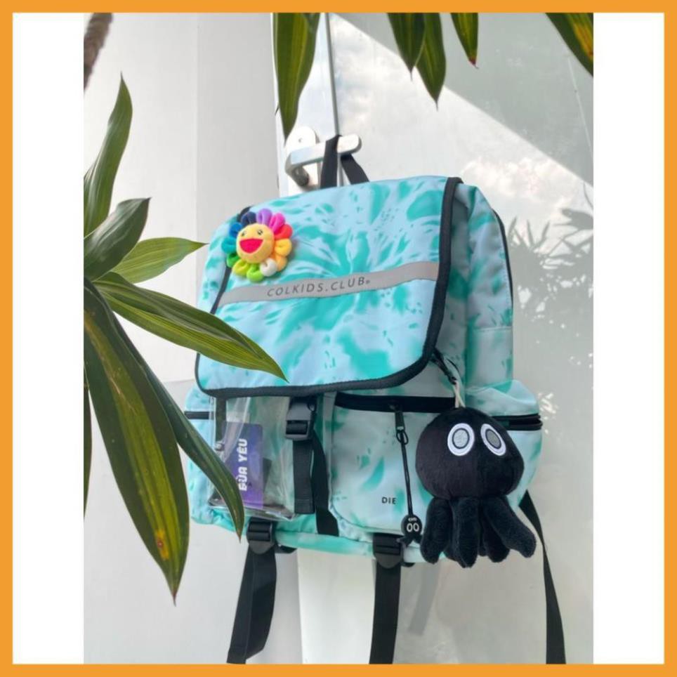 Balo colkids ss3 custom đen hoa cúc xanh tie dye nam nữ đi hoc đi chơi