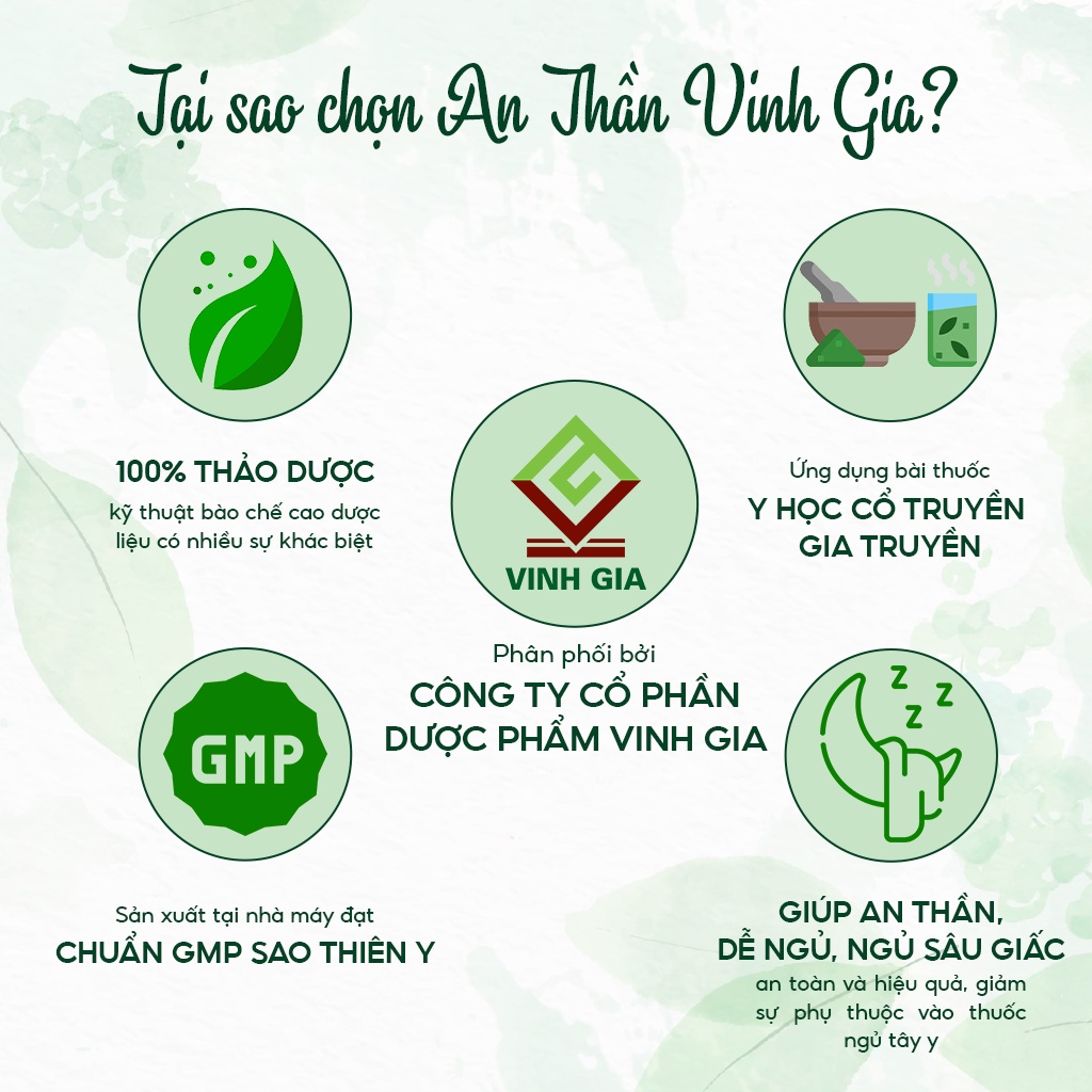 Viên Uống An Thần VINH GIA Hỗ Trợ Ngủ Ngon, Giảm Căng Thẳng Mệt Mỏi Cho Người Bị Suy Nhược Thần Kinh 60 Viên/Hộp