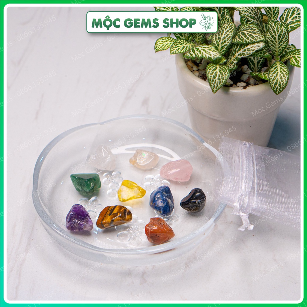10 Viên Đá Thanh Tẩy Tarot Kèm Túi Voan Xinh Xắn, Túi Đá Phong Thủy Nhiều Màu Sắc