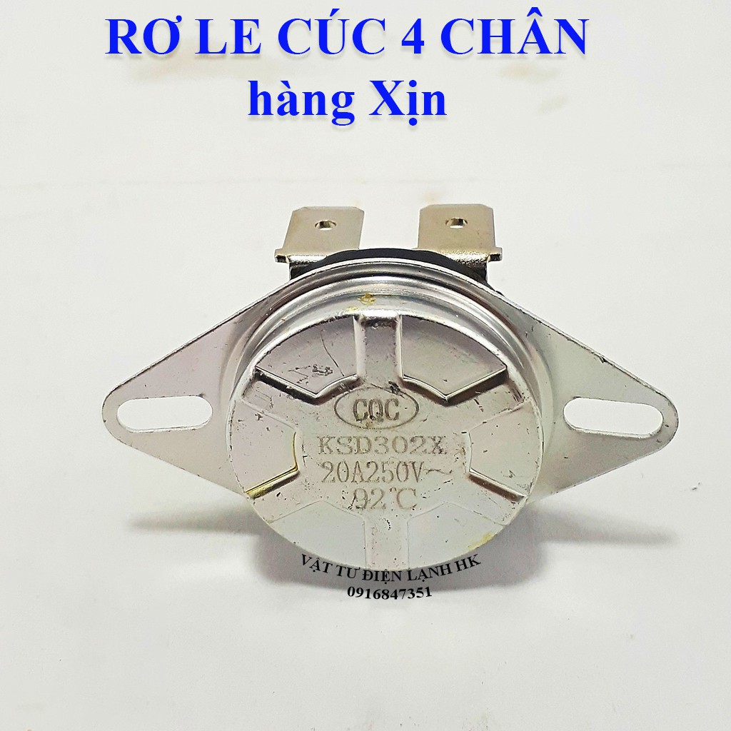 Rơ le cúc áo 92 độ C - 4 chân - Role nhiệt BNL - Relay Bình nóng lạnh KSD302X 92oC