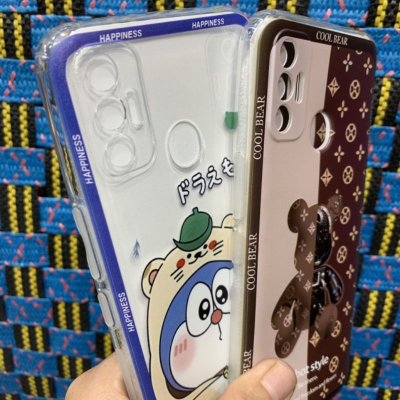 Ốp lưng Tecno Spark 7 / spark 7T dẻo trong in hình gấu Bearbrick doremon siêu dễ thương bảo vệ camera
