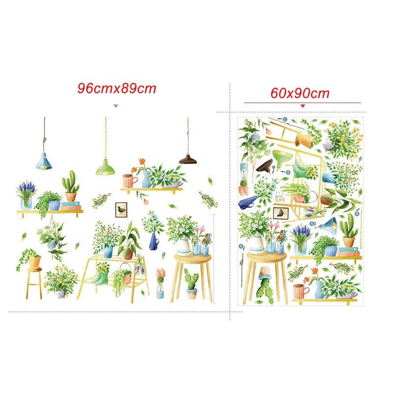 Decal dán tường trang trí - KỆ HOA KẾT HỢP ĐÈN TREO CAO CẤP HIỆN ĐẠI