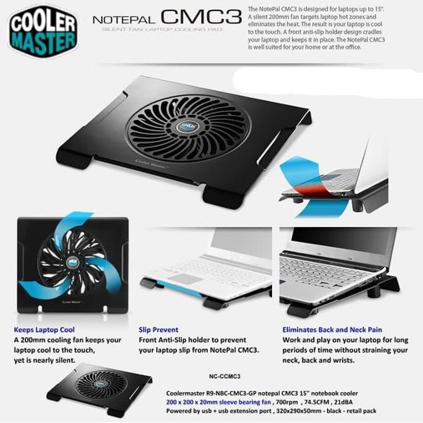 Đế tản nhiệt laptop Cooler Master CMC3