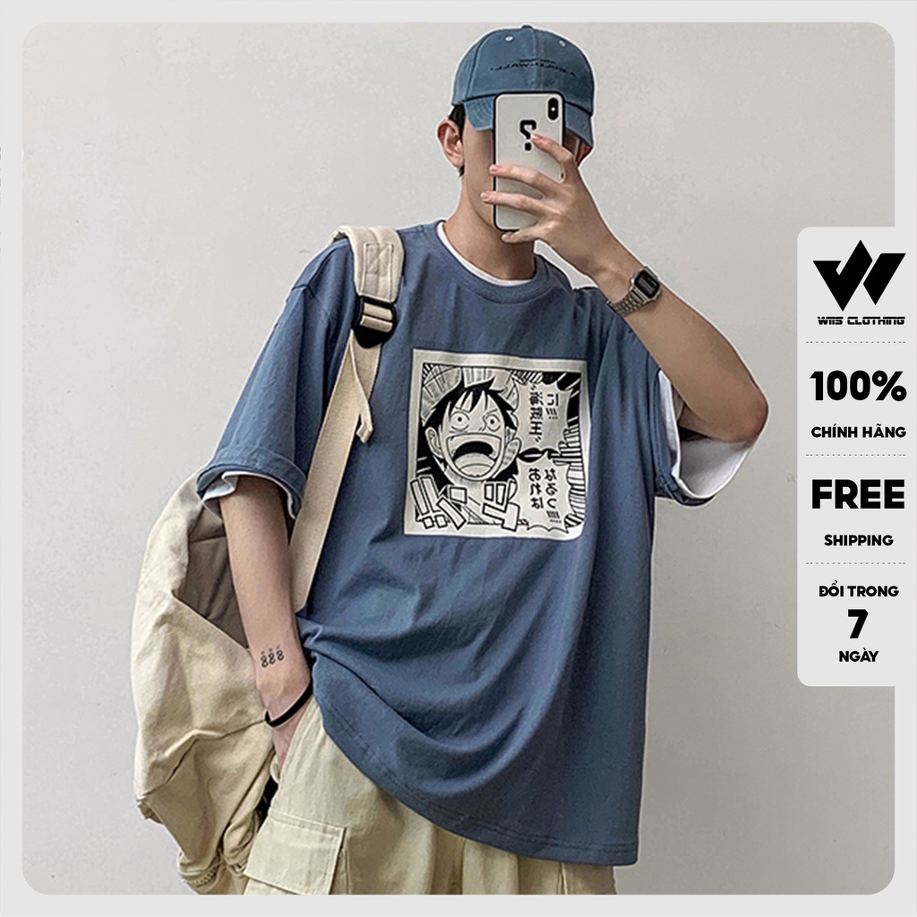 Áo thun tay lỡ WIIS phông unisex form rộng cotton Luffy thời trang nam nữ oversize