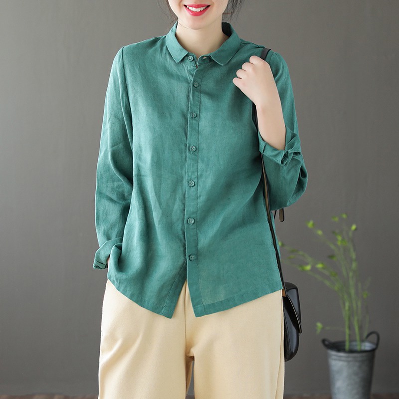 Ice cardigan tops cotton linen long-sleeved shirt linen Japanese original single foreign trade big brand