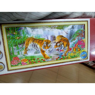 tranh đính đá đôi hổ chúa sơn lâm kt 120x60cm