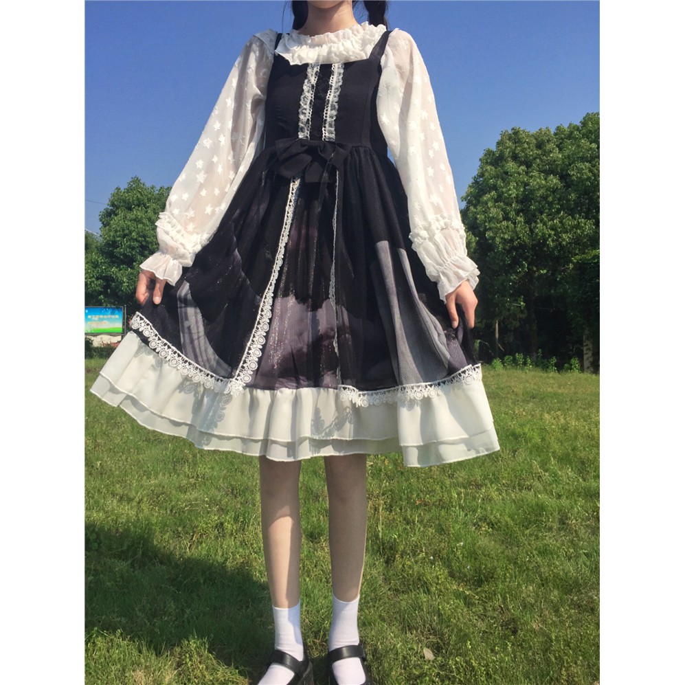 [order] YAS0195-Váy Lolita cổ thủy thủ phối lưới