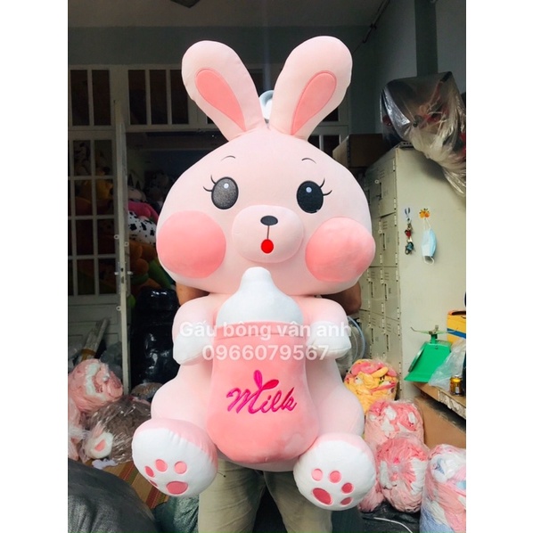 Gấu Bông Thỏ Hồng Ôm BÌnh Sữa Size 1M siêu to, Thỏ Milk Hot Trend