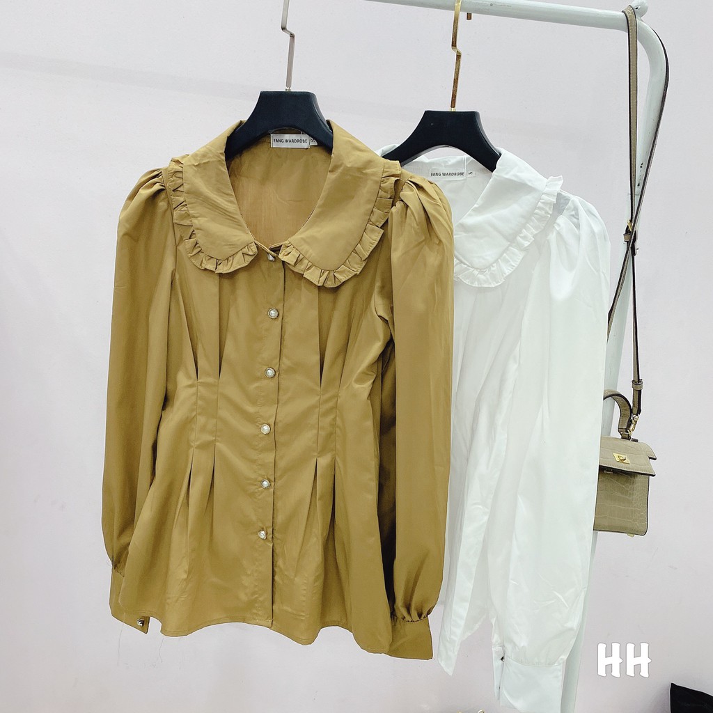 [Mã WASKT304 giảm 15% tối đa 30K đơn 99K] Áo Sơ Mi Thô Triết Eo Cổ Sen - Áo Sơ Mi Nữ Đẹp | BigBuy360 - bigbuy360.vn