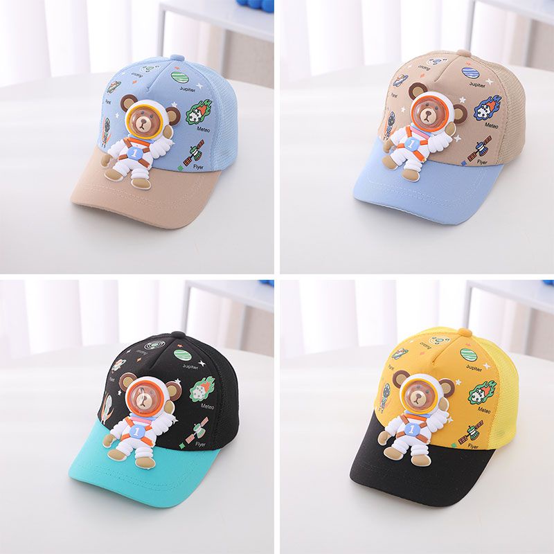 Mũ Lưỡi Trai Thêu Hình Gấu Phi Hành Gia Hoạt Hình Ba Chiều Phối Màu Dễ Thương Dành Cho Bé Trai Và Bé Gái