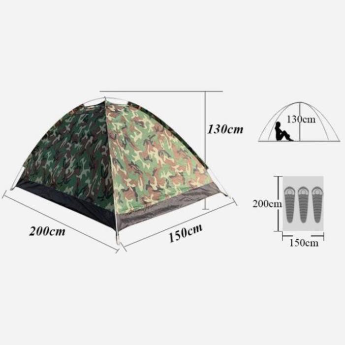 Lều phượt cắm trại vải dù rằn ri , lều du lịch picnic gia đình , chống muỗi , chống nước cho 2-3 người,3-4 người