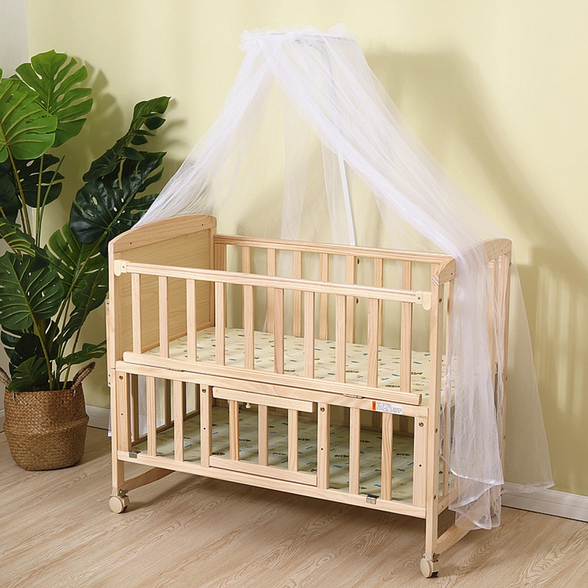 Cũi gỗ cho bé 2 Tầng  gỗ thông đa năng tiện lợi KT 105X60X90 Leli official