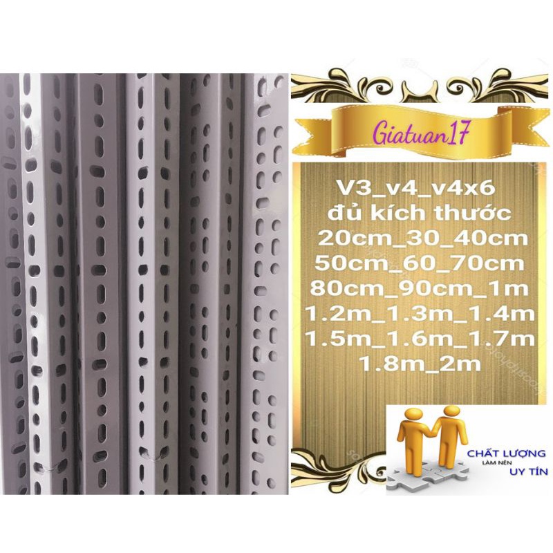 (Dài 80cm) Thanh sắt V lỗ 4x4cm DÀY 1.5MM ĐỦ ( BAO KẸP THƯỚC), sơn tĩnh điện