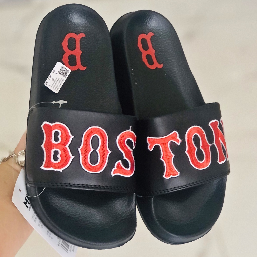 Dép unisex 𝐌𝐋𝐁 𝐁𝐎𝐒𝐓𝐎𝐍 ❤️FREESHIP + Hộp❤️ dép mlb quai ngang thể thao nữ Thêu nỗi Boston nhiều màu