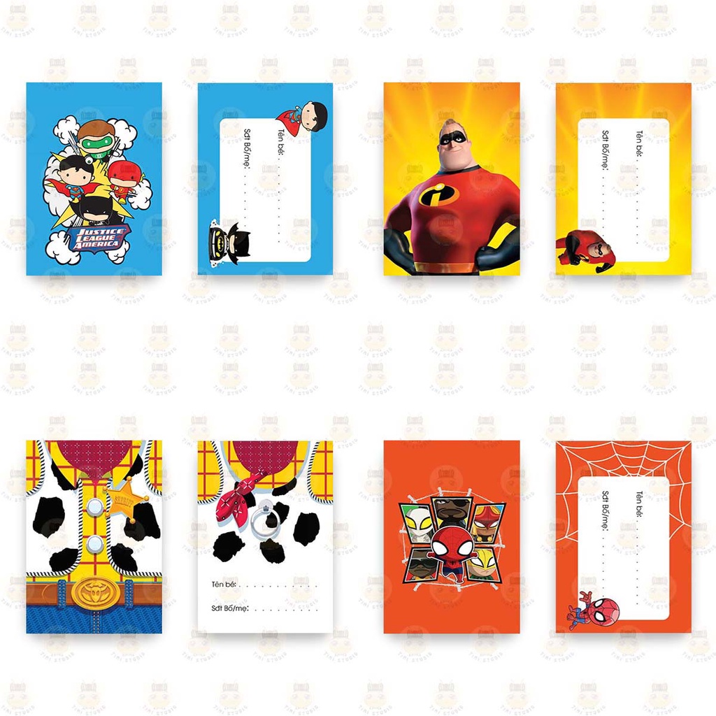 Thẻ Balo Cho Bé Các Nhân Vật - Tỉ Mỉ Studio - Mã 2408LT02
