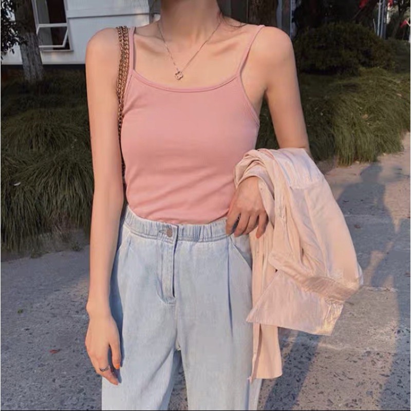 Áo 2 dây thun gân nhiều màu