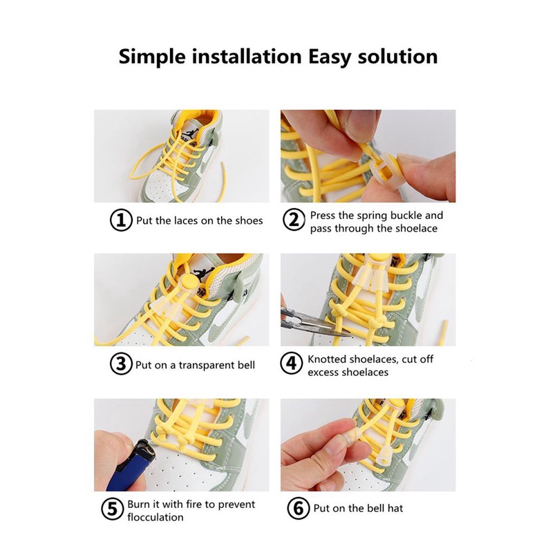 Dây Cao Su Buộc Giày Nhanh Chóng Mặt Tròn Co Giãn Không Cần Buộc