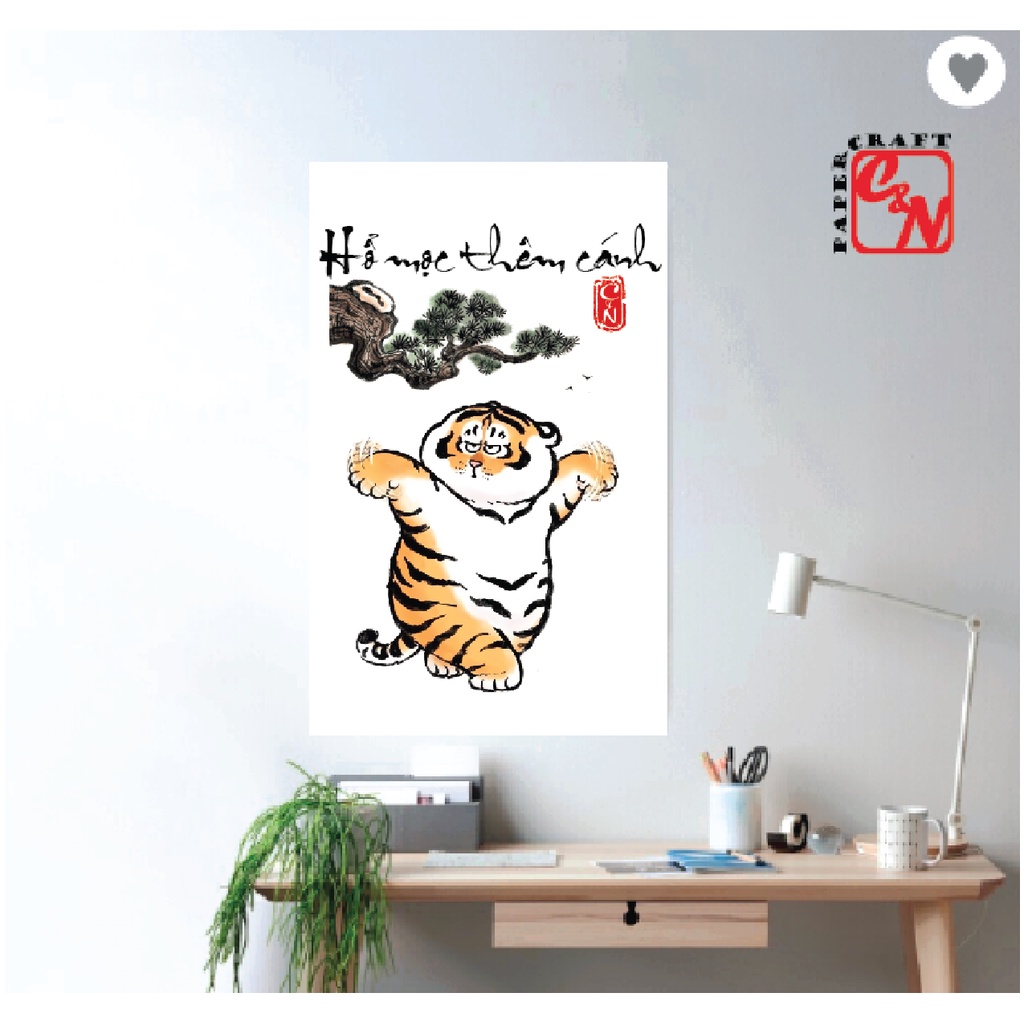 Poster siêu dễ thương|Poster hổ mọc thêm cánh|Poster dán tường