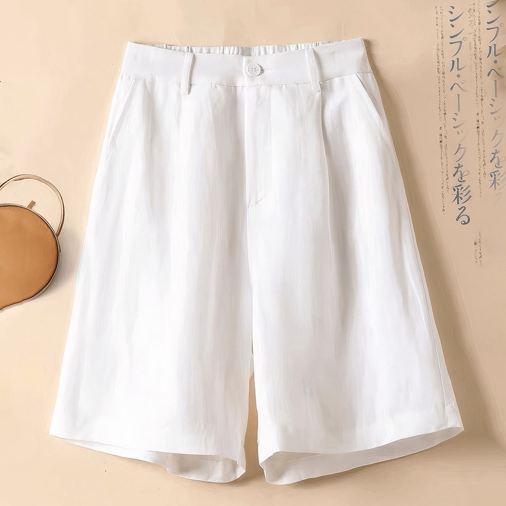 Quần đùi nữ khóa kéo, quần short nữ cạp thun sau chất đũi Thái mềm mát QS08