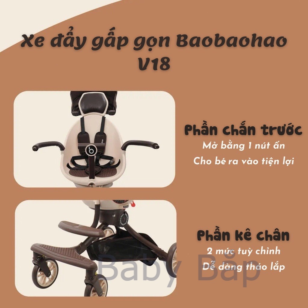 XE ĐẨY GẤP GỌN BAOBAOHAO V18 - NGỒI VÀ NGẢ 5 CHẾ ĐỘ