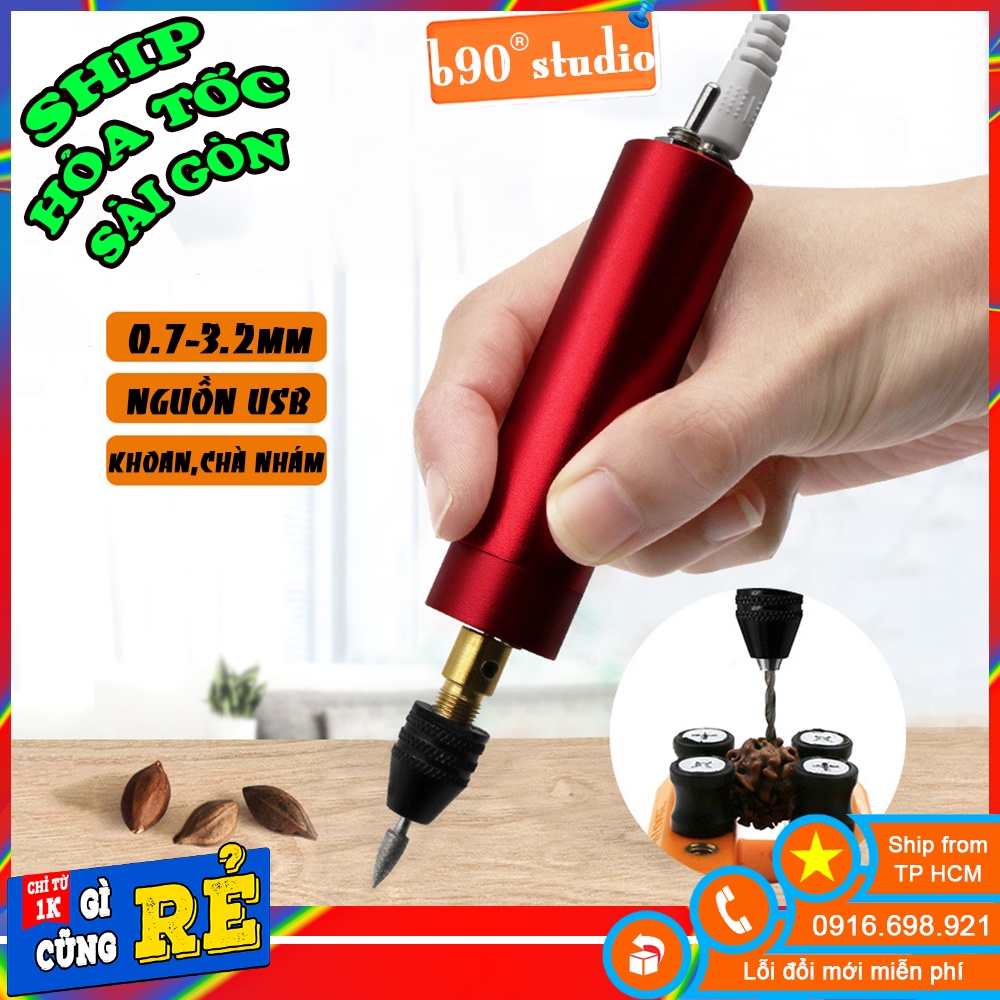 Máy khoan cầm tay mini đầu to 3.2 ly nguồn usb 5V công suất 10W nhỏ gọn, tiện lợi làm đồ handmade
