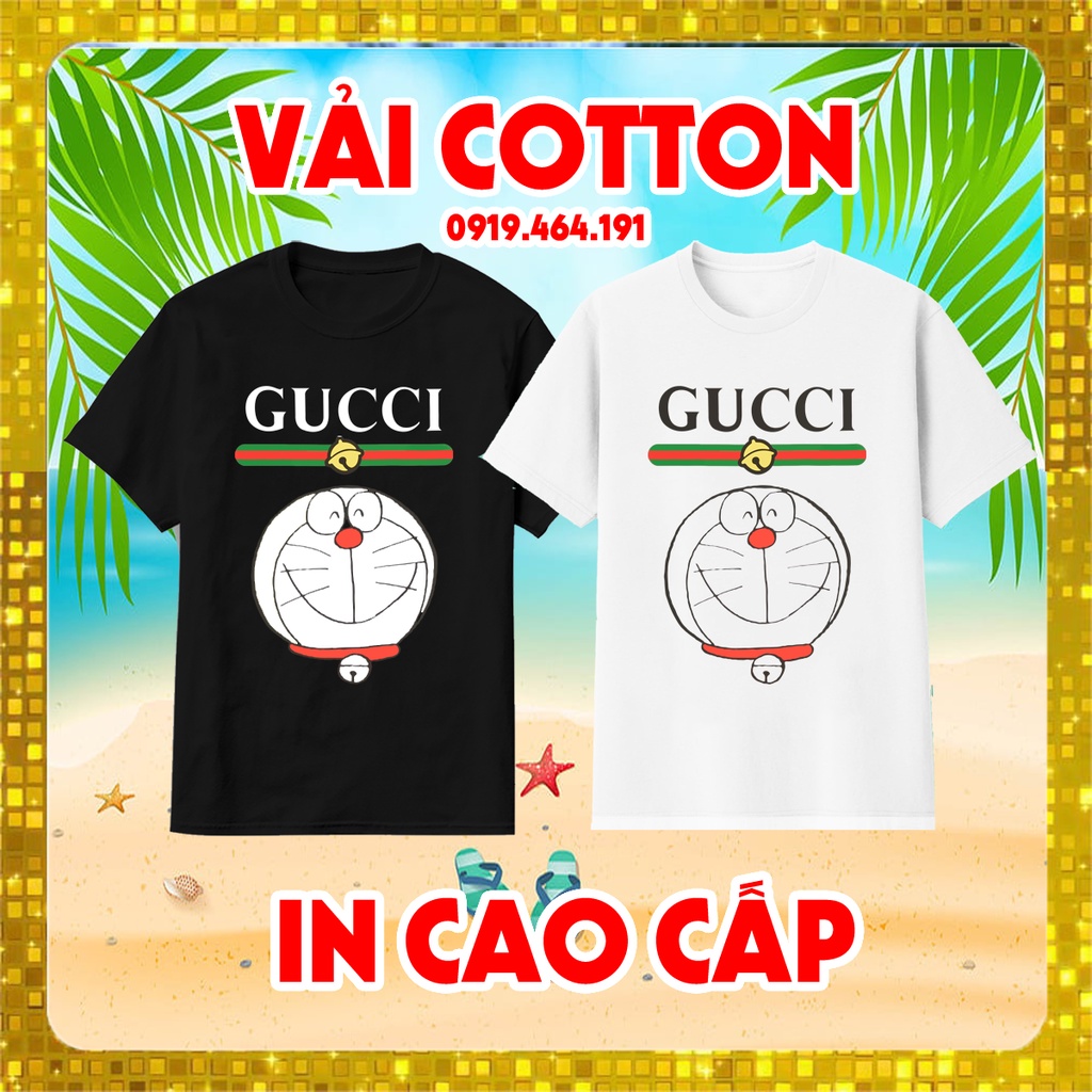 Áo thun GUCCI doraemon 2023, gucci doremon 2023, tiến linh in cao cấp, vải cotton mịn mát, áo thun unisex hàn quốc