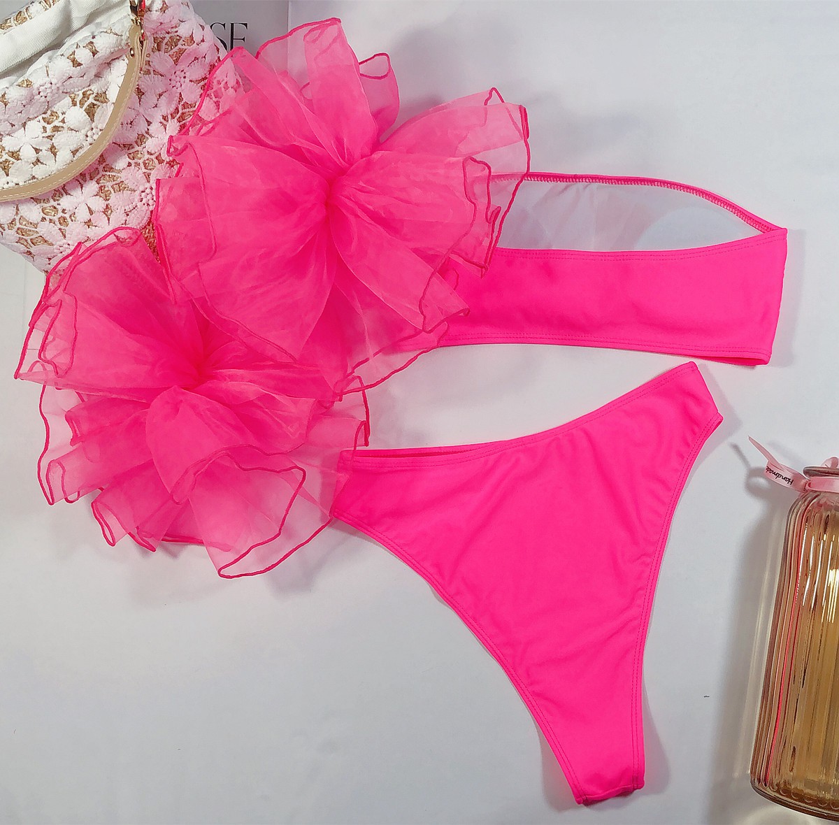 Bộ bikini chiffon phối ren có thể tháo tay áo phong cách công chúa cho nữ | BigBuy360 - bigbuy360.vn