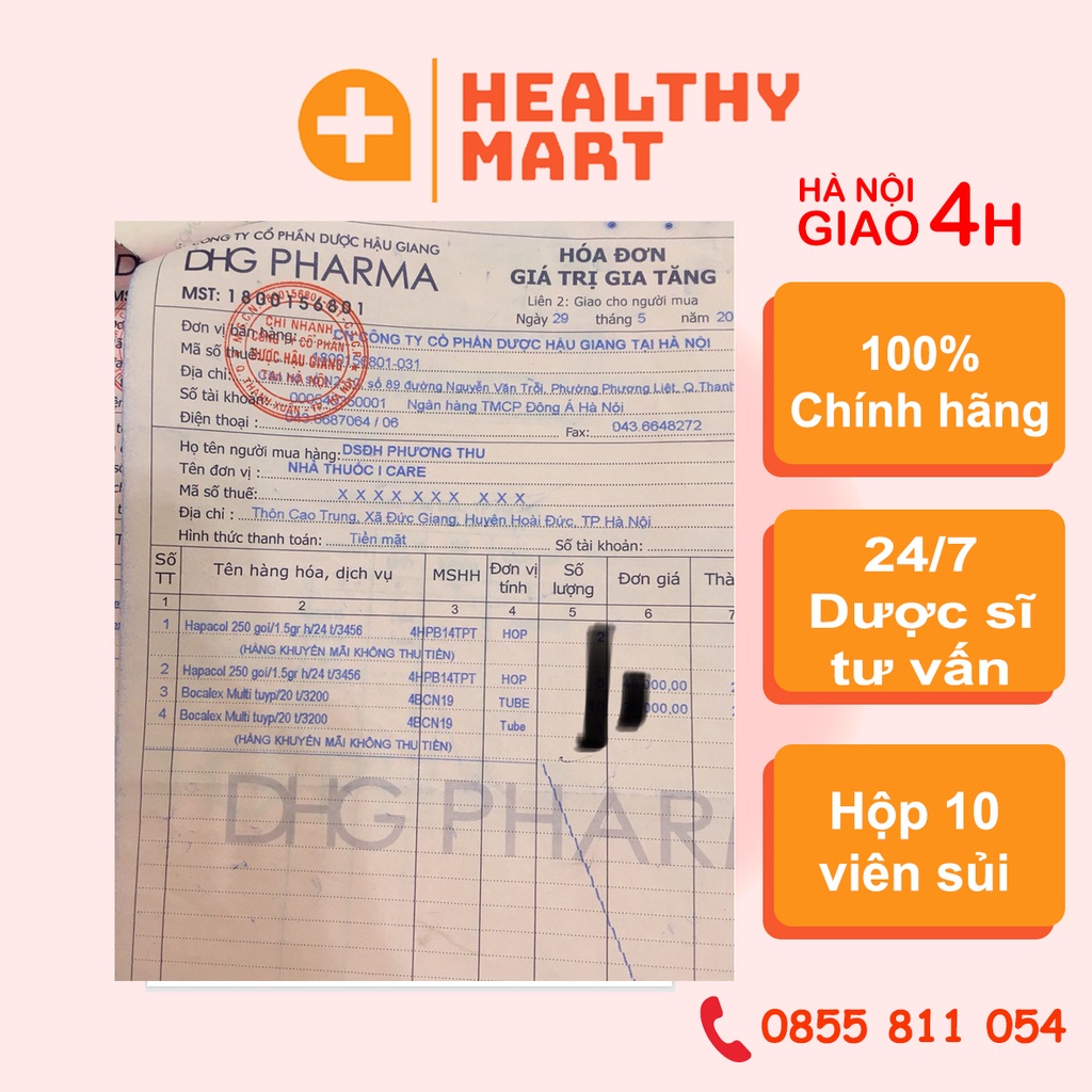 ✔️️️Bocalex Zin C - C 1000 - Chứa kẽm tăng đề kháng - Hộp 10 viên - C sủi hàm lượng cao - DHG