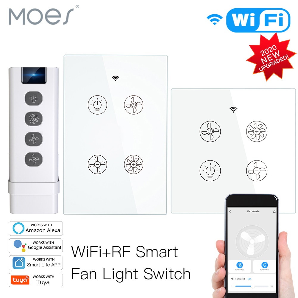 Công Tắc WiFi RF Quạt trần Thông Minh Điều Khiển 2/3 Chiều Điều Khiển Thông Minh Life / Tuya APP Điều Khiển Tốc Độ Từ Xa
