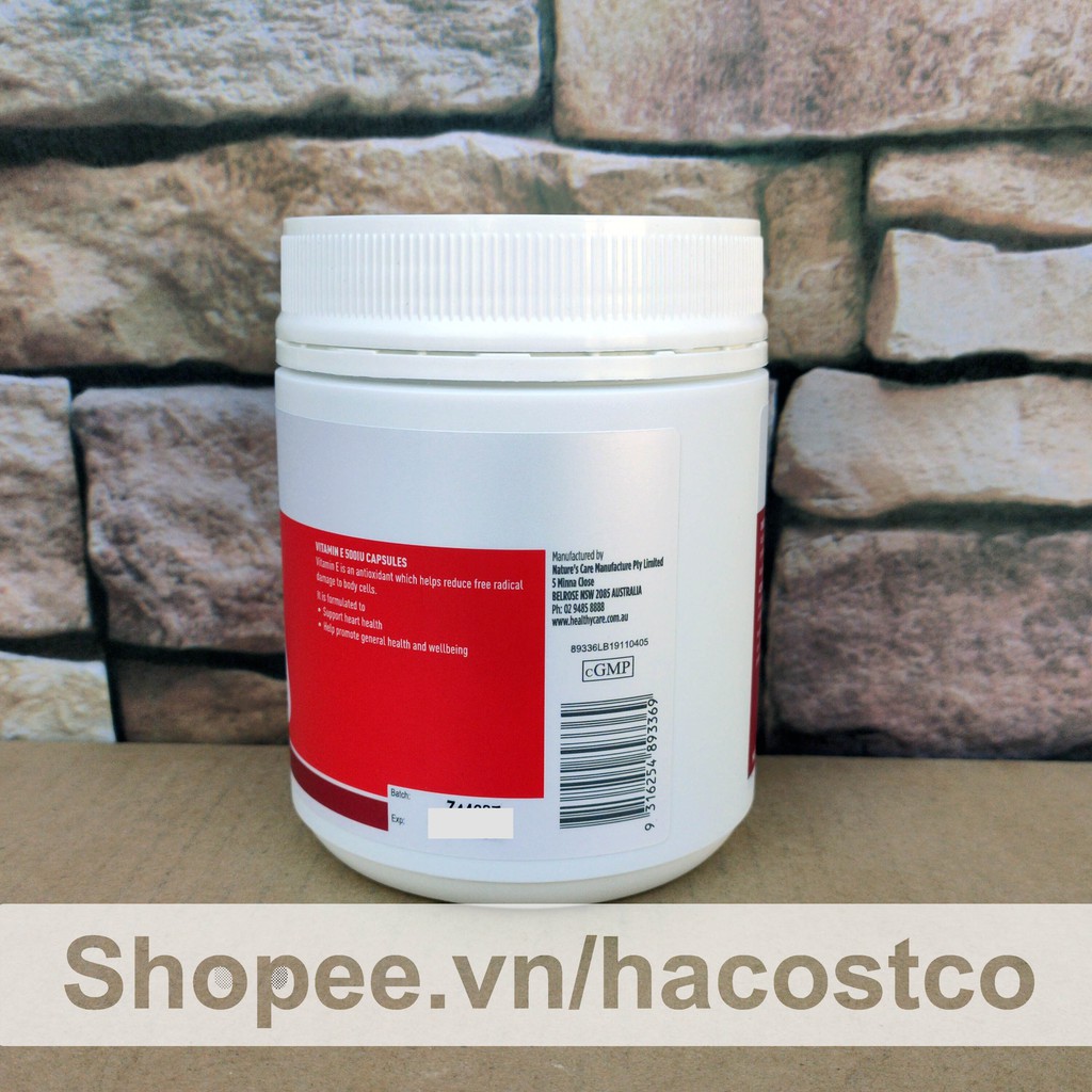 [Bạn mới nhập COSHBM -50% đơn 0Đ] Viên uống Healthy Care Vitamin E 500IU 200 viên hỗ trợ chống lão hóa da 500 IU