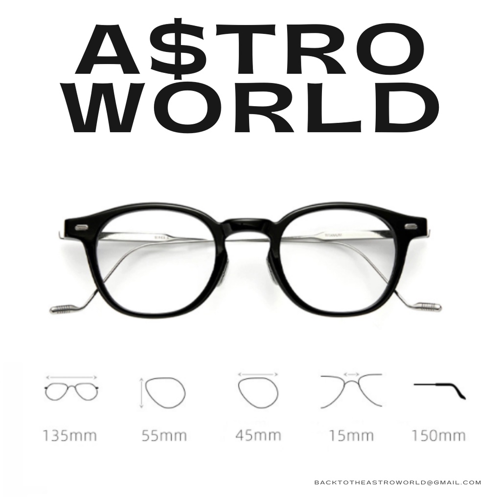 A$troWorld Steeless Blazar Kính Cận thời trang gọng thép cao cấp