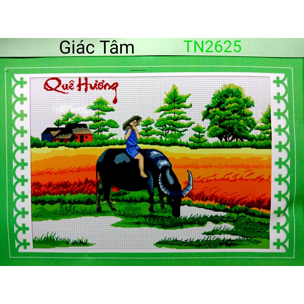 Tranh 3D QUÊ HƯƠNG - 85x65cm - CẢNH RUỘNG LÚA TRÂU CỎ NGƯỜI NHÀ CÂY - tranh 3D Cavas phối màu chuẩn ra tranh y hình...