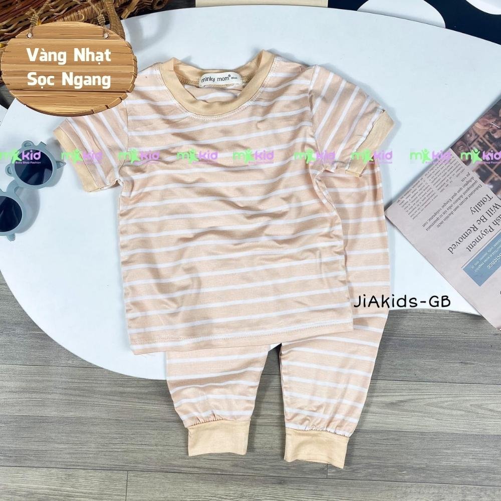 Bộ Tay Ngắn, Quần Dài THUN LẠNH MINKY MOM , Sọc Kẻ Ngang Dễ Thương Cho Bé Trai bé Gái