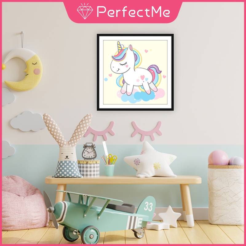 Bộ Tranh Đính Đá 5D Tự Làm Hình Kỳ Lân Hoạt Hình 30x30cm Trang Trí Nhà Cửa