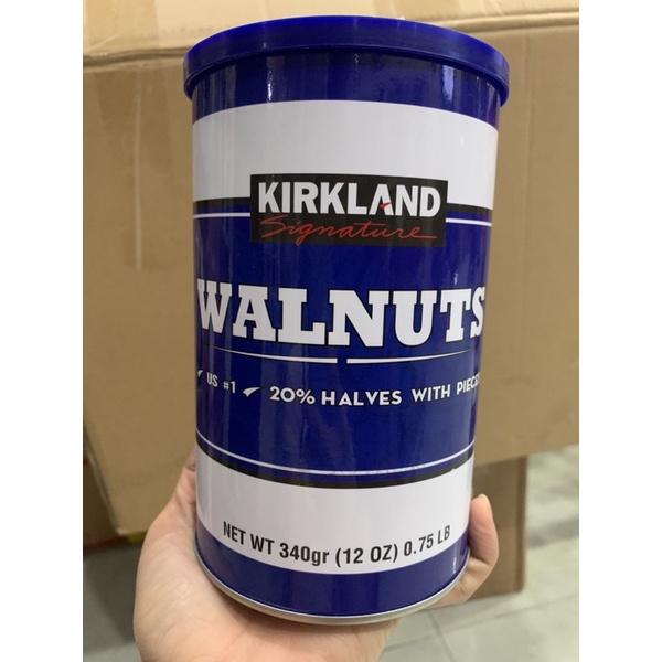Hạt óc chó tách vỏ walnuts kirkland lon 340g của Mỹ