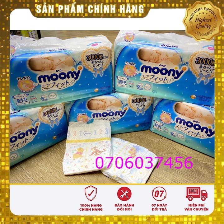 Tã dán Moony trẻ sinh non bịch 30 miếng ⚡𝙎𝘼𝙇𝙀⚡ thiết kế riêng cho bé từ 600-3000g, mềm mại, thông thoáng