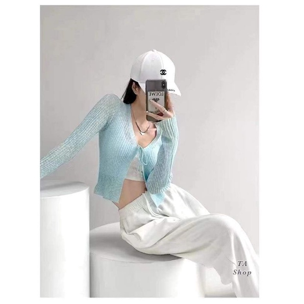 Áo cadigan mỏng buộc dây hàng QC