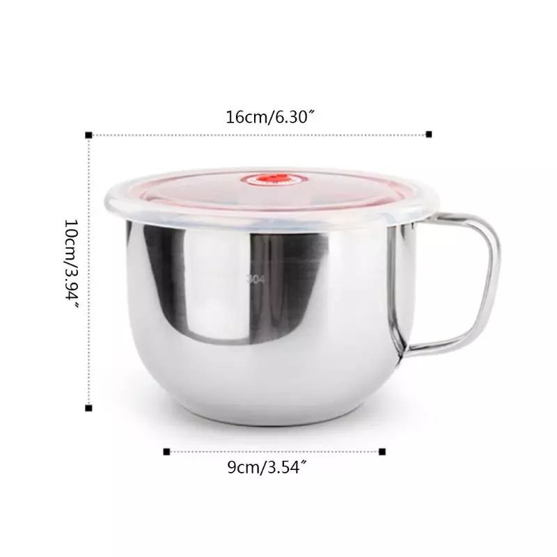 Ly mì dạng tô inox 1200ml , ca nấu mì có nắp đậy cao cấp siêu bền