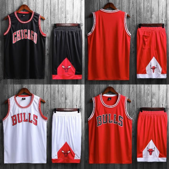 Bộ quần áo bóng rổ NBA Chicago Bulls trơn không số hàng đẹp nam nữ vải mè thoáng mát thấm mồ hôi tốt  ཾ