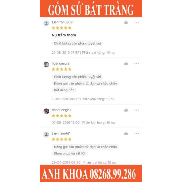 Trầm hương khói ngược đốt siêu thơm siêu lâu 30-40p - Gốm sứ Bát Tràng Anh Khoa