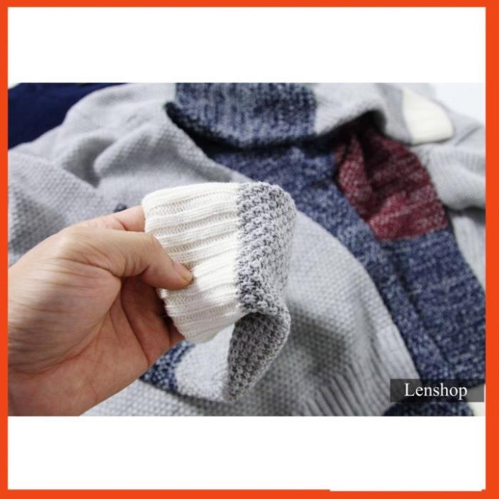 Áo Len Nam dài tay Cổ Tròn Gạo Phối Tay AL70