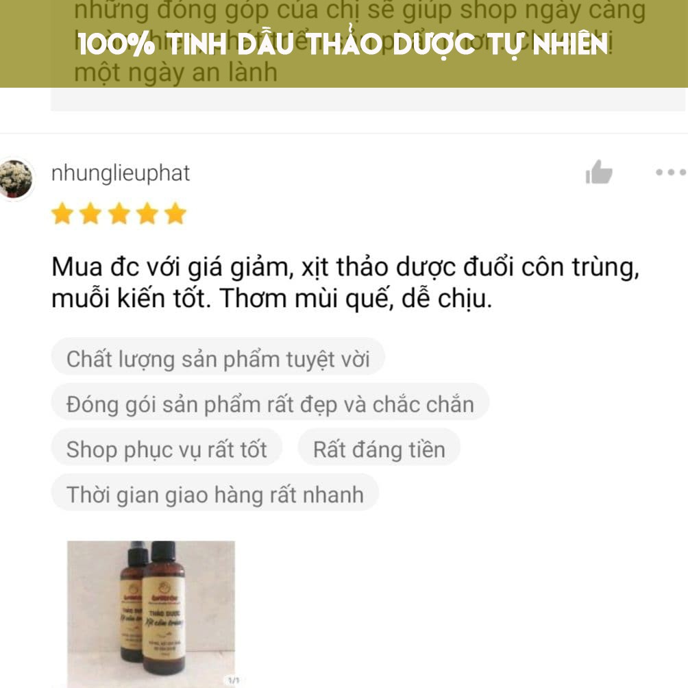 Xịt chống muỗi cho bé, thuốc diệt muỗi thảo dược QUÊ MỘT CỤC 100ml