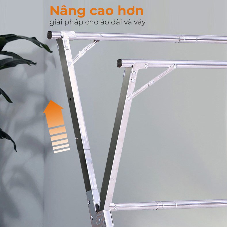 Cây Phơi Quần Áo Inox Thông Minh Gấp Gọn, Giàn Phơi Thông Minh, Giá Phơi Quần Áo Ban Công, Trong Nhà, Xếp Gọn, Haya CP01