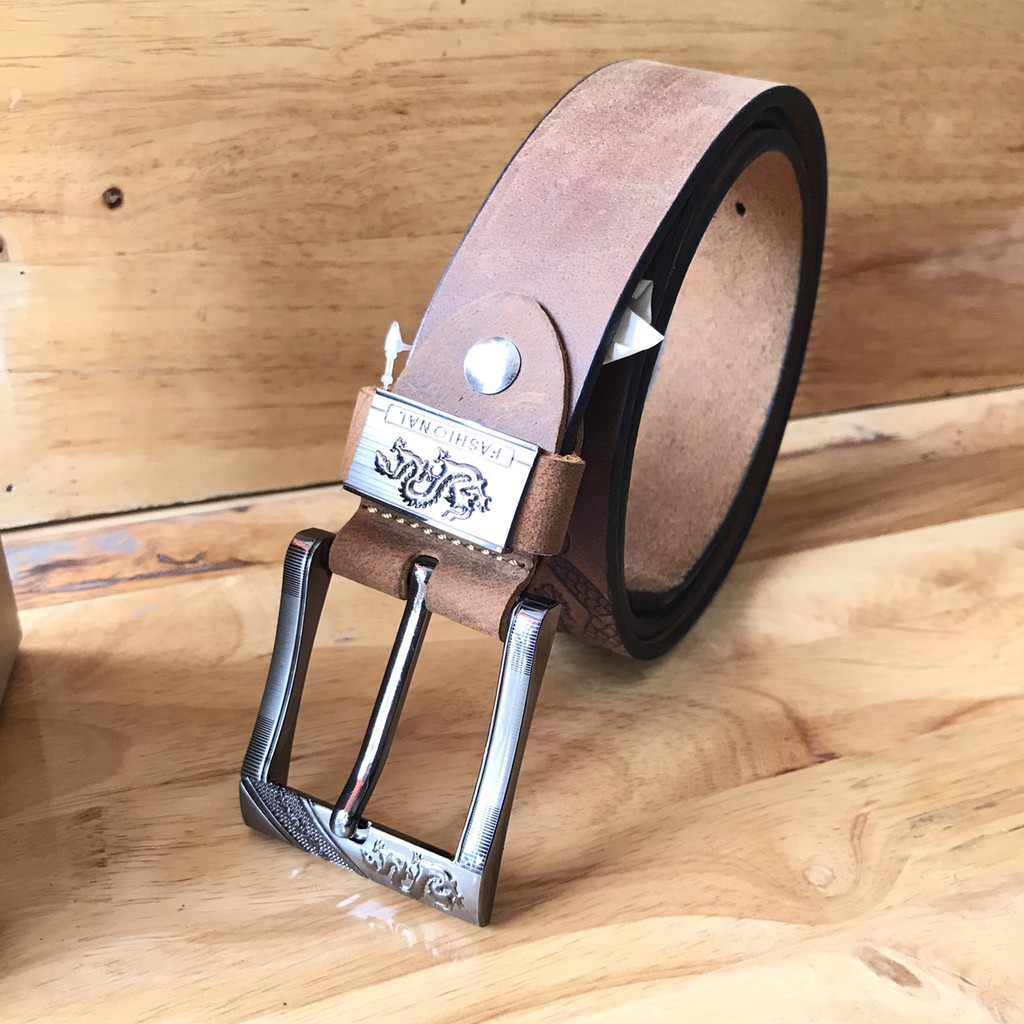 Dây nit nam - thắt lưng nam da sáp in rồng khóa laze