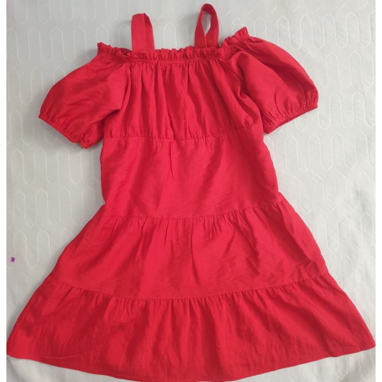 Váy đôi  trễ vai mẹ con Đầm 2 dây vải đũi cho mẹ và bé M1002