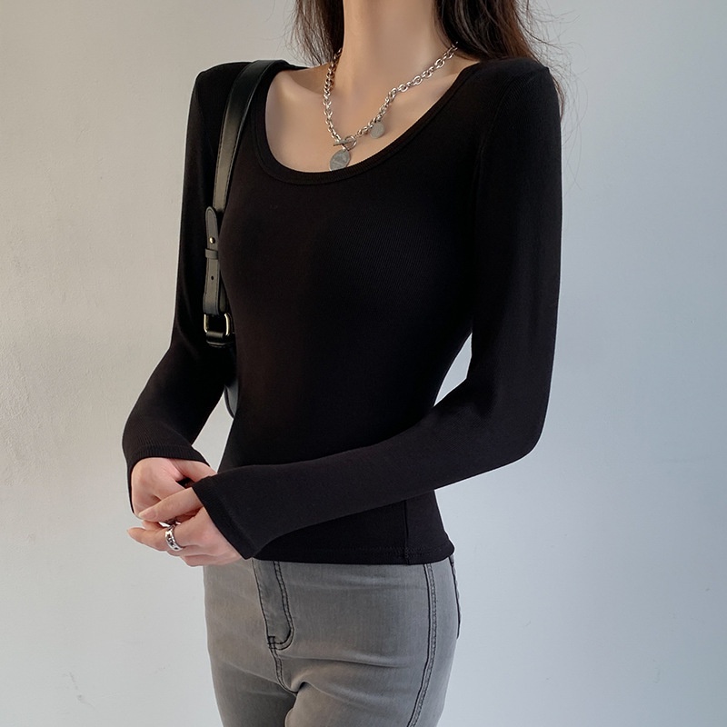 Áo Thun Dài Tay Cổ Tròn Phong Cách Hàn Quốc Thời Trang Thu Đông Mới Cho Nữ