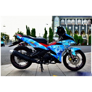 Tem trùm exciter 150 ♦FREESHIP♦ xanh trắng bạch hổ, độ team decal xe ex dán đời 2015-2020