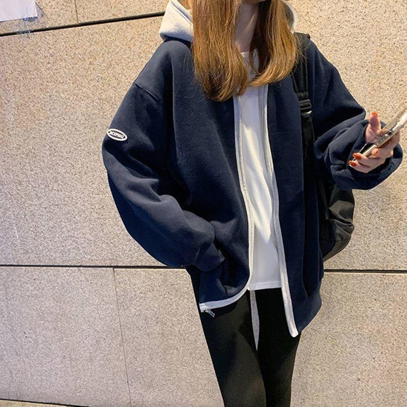 Áo khoác nỉ tăm phối mũ ghi xanh nam nữ Cheapy phom rộng dáng hoodie khóa kéo zip phong cách hàn quốc C591 | BigBuy360 - bigbuy360.vn