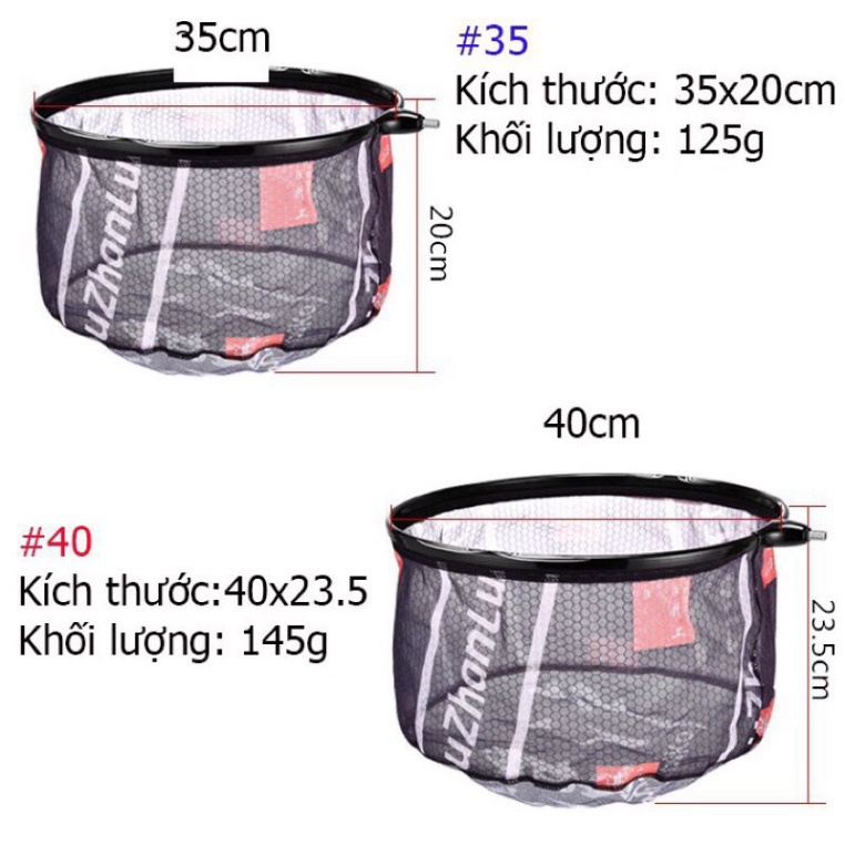 Mặt Vợt Cá Carbon 35cn - 40cm- 45cm vành tròn chuyên dụng câu đơn câu đài